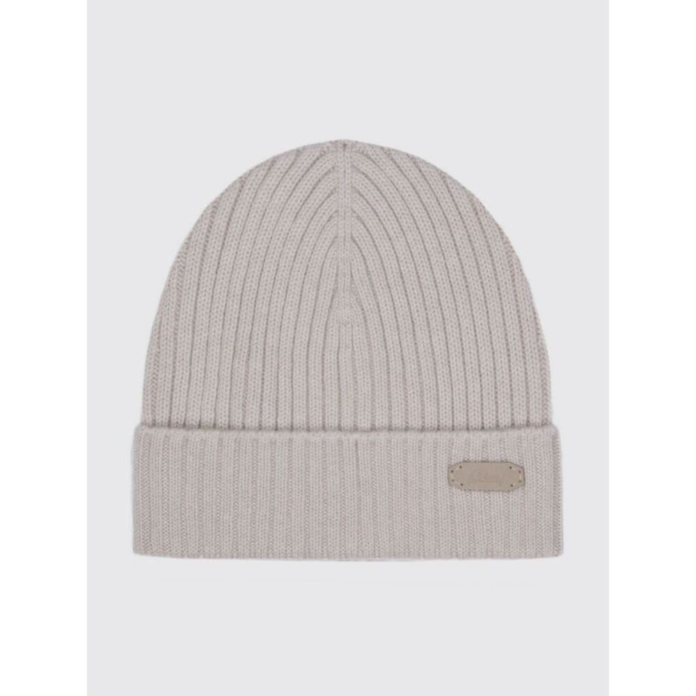 Brioni Men Brioni Ribbed 100% Cashmere Beanie With Cuff And Applied Logo